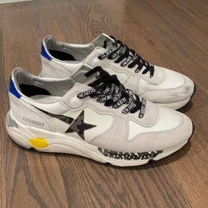 Golden Goose White and Blue Sneakers